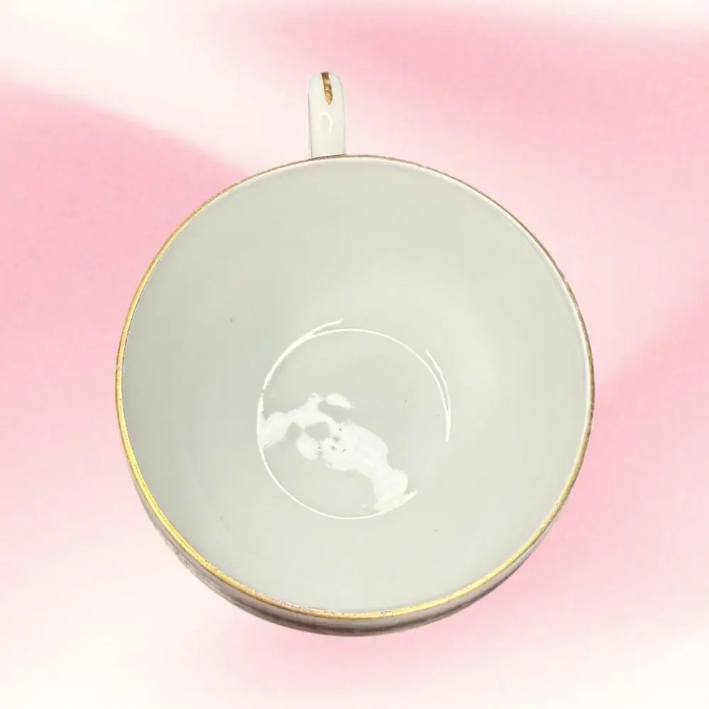 Antique Z.S. & C. Bavaria Teacup Saucer Pink Roses Gold Trim Cottagecore